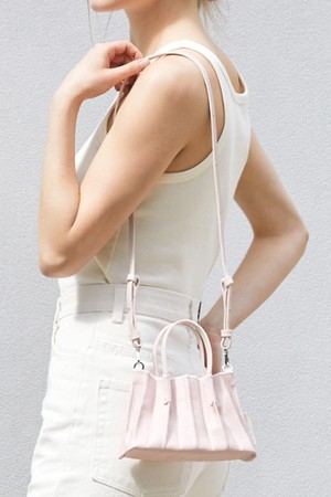 Lucky Pleats Canvas Coated Baby Bag Pale Pink