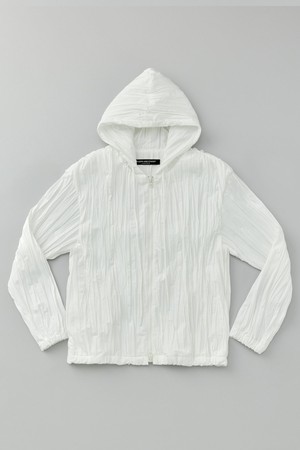 Wake Pleats Hood Zipup White