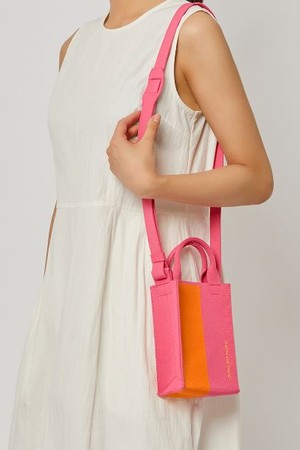 LPK Lattice Knit Cross Bag S Stripe Orange on Pink