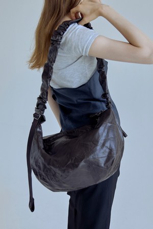 Daily Shirring Bag M_Vegan Leather Roast Brown