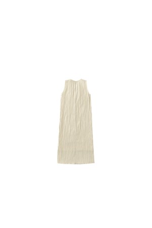 Wake Pleats Side Pocket Dress Beige