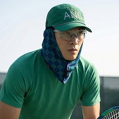ANDGOLF UV Scarf Check Blue Green-a