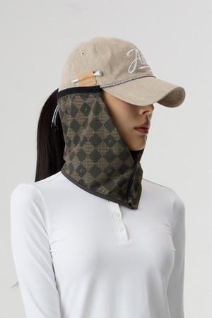 ANDGOLF UV Scarf Check Brown_BROWN-a