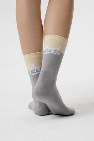 ANDGOLF Slim Fit Socks Grey Ivory_GREY-a