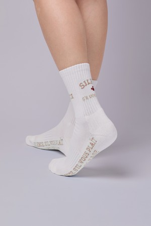 ANDGOLF Middle Socks White Sand_BEIGE-a