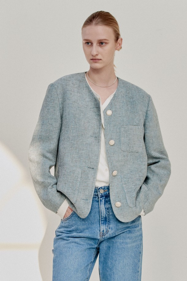 EN OR - 자켓 - [21FW] BASIC TWEED JACKET - BLUE