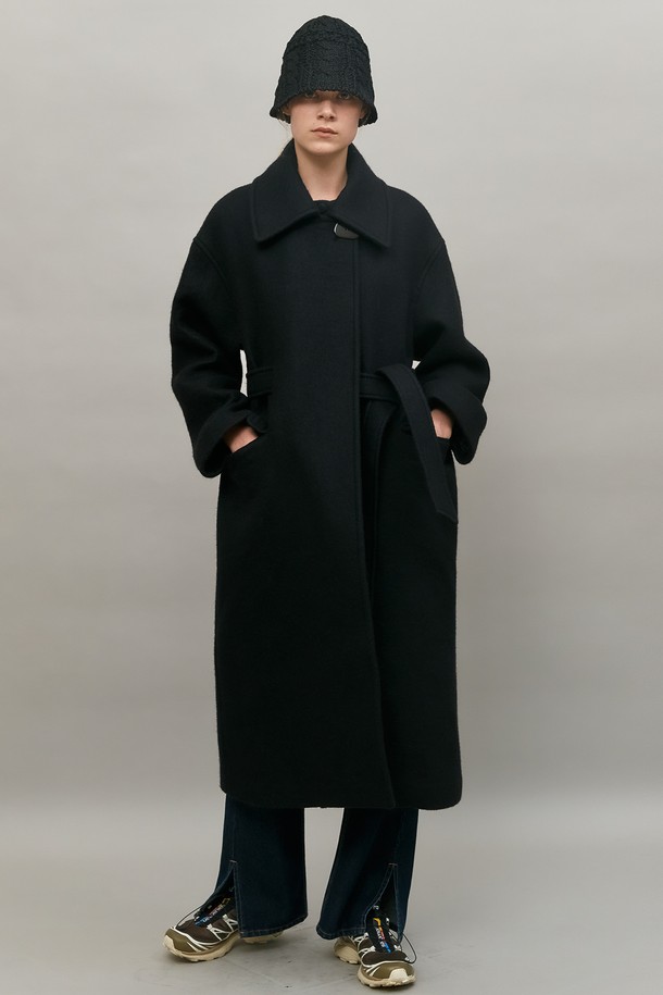 EN OR - 코트 - [21WT] BELT POINT OVERFIT COAT - BLACK