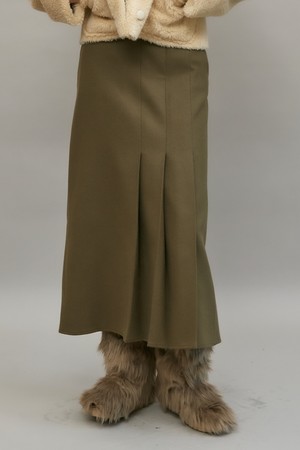 [21WT] PLEATED LONG SKIRT - KHAKI