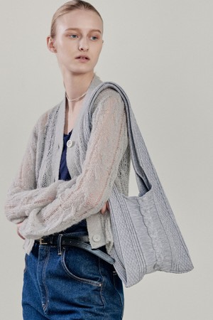 [21FW] CABLE KNIT SHOPPER BAG - GREY 											