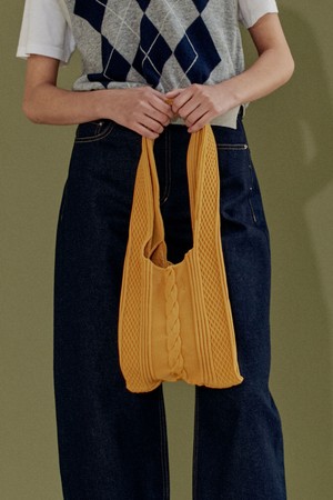 [21FW] CABLE KNIT SHOPPER BAG - YELLOW