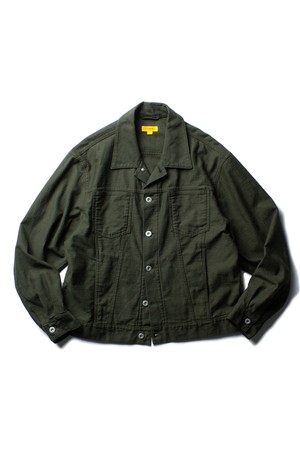 [THE RESQ] SATEEN TRUCKER JACKET - OLIVE DRAB