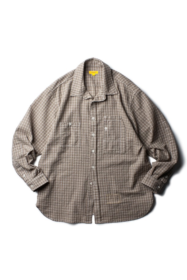THE RESQ - 긴팔셔츠 - SEERSUCKER TEDDY SHIRT [BEIGE WINDOWPANE]