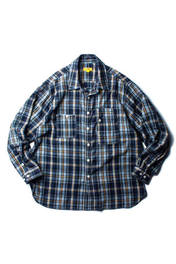 THE RESQ - 긴팔셔츠 - FLANNEL TEDDY SHIRT [NAVY BLUE]