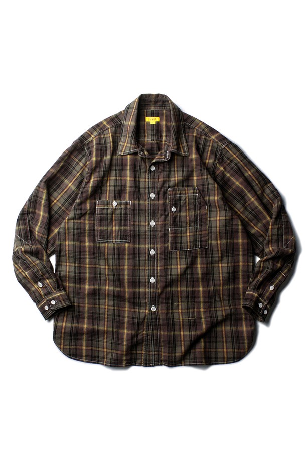 THE RESQ - 긴팔셔츠 - FLANNEL TEDDY SHIRT [OLIVE BROWN]