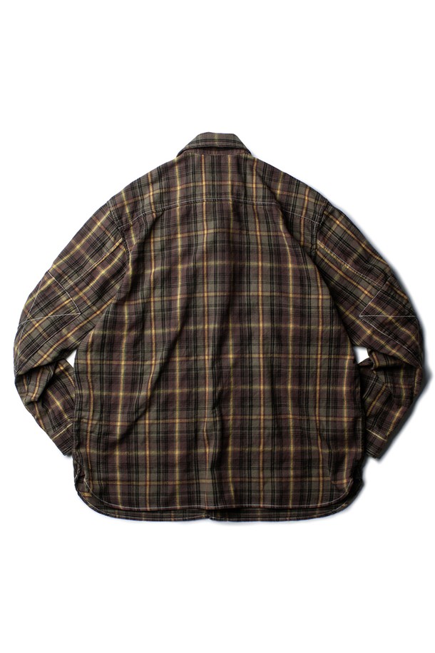 THE RESQ - 긴팔셔츠 - FLANNEL TEDDY SHIRT [OLIVE BROWN]