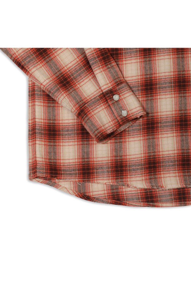 PRODE SHIRT - 긴팔셔츠 - [PRODE SHIRT x MIJ] Damaged Western Check Shirt (Orange)