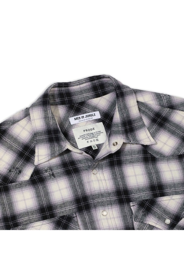 PRODE SHIRT - 긴팔셔츠 - [PRODE SHIRT x MIJ] Damaged Western Check Shirt (Black)