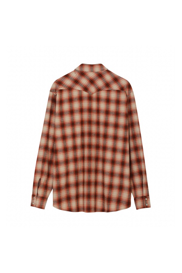 PRODE SHIRT - 긴팔셔츠 - [PRODE SHIRT x MIJ] Damaged Western Check Shirt (Orange)