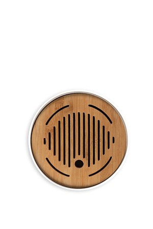 [브라운즈] 도자기 & 대나무 원형 차판, 화이트