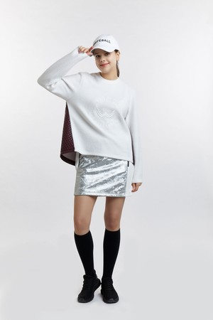 [화이트볼] 골프웨어 여성 우븐퀼팅 원포인트 볼륨자수 골프티셔츠 WH_WB22FAWT01WH_WHITE-a