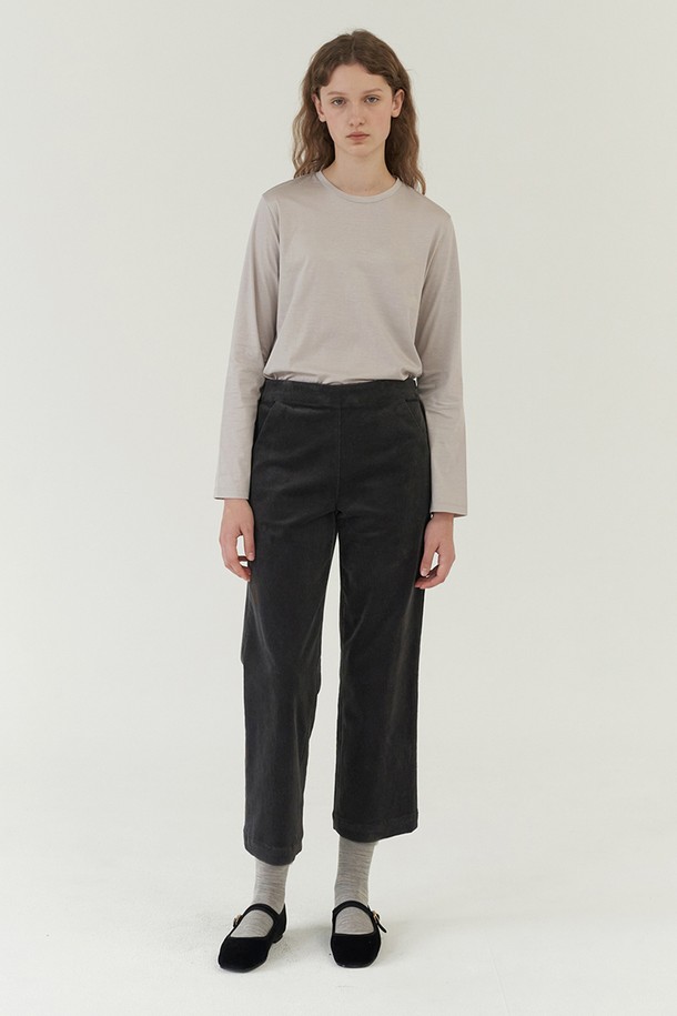 AYU - 롱/미디팬츠 - [23FW] classic corduroy pants-charcoal