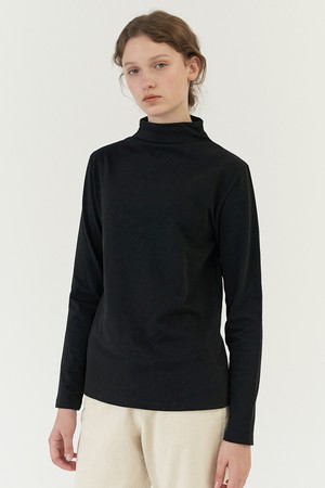 [23FW] silket cotton turtle neck top-black