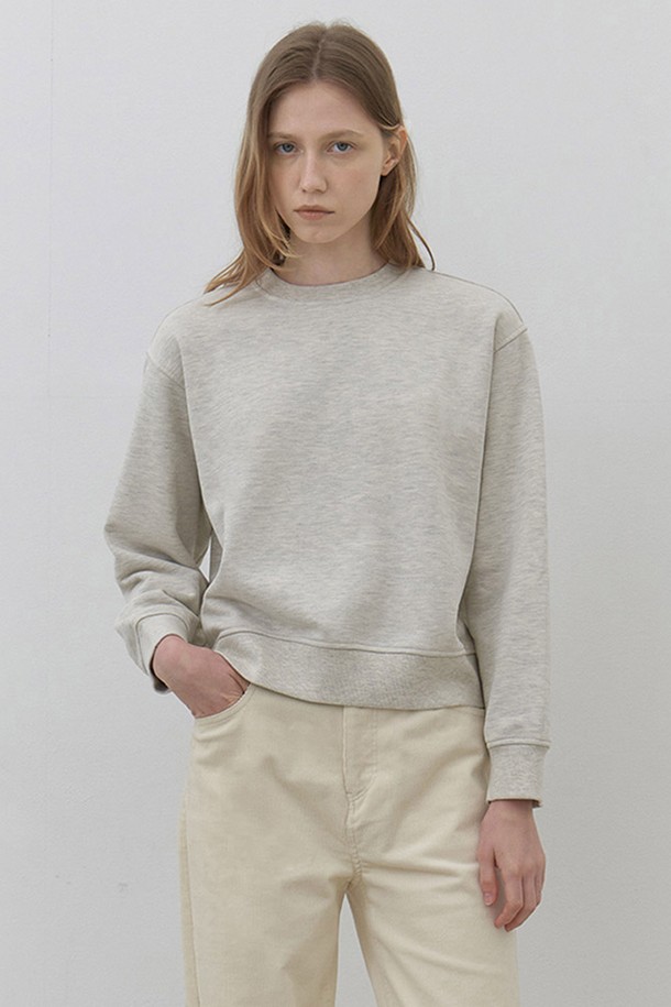 AYU - 티셔츠 - [24FW] classic cotton sweatshirt (기모)-oatmeal