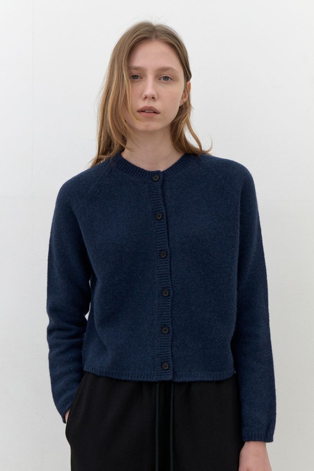 AYU - 가디건 - [24FW] alpaca knit cardigan- blue