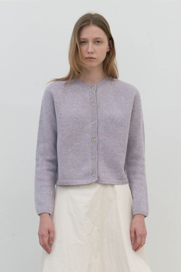 AYU - 가디건 - [24FW] alpaca knit cardigan- lilac