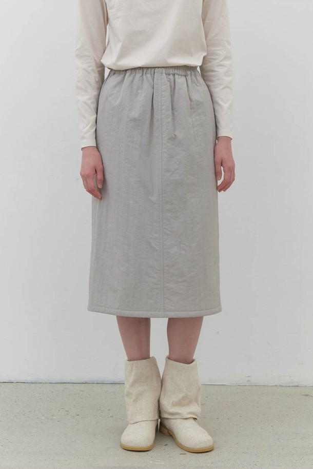 AYU - 미디스커트 - [24FW] recycle padding skirt-light grey