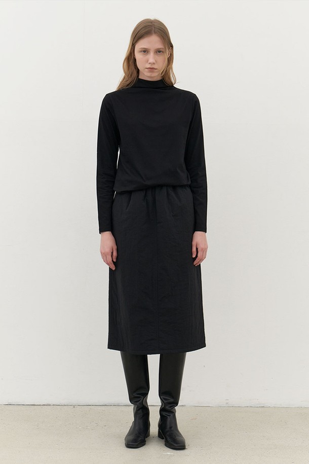 AYU - 미디스커트 - [24FW] recycle padding skirt-black