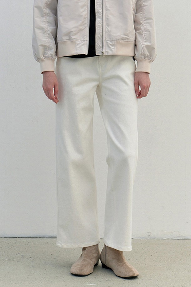 AYU - 롱/미디팬츠 - [24FW] semi wide denim pants-ivory