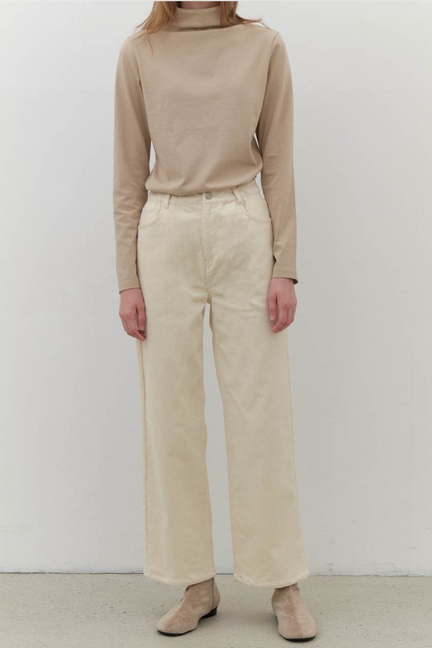 AYU - 롱/미디팬츠 - [24FW] corduroy semi wide pants-ivory