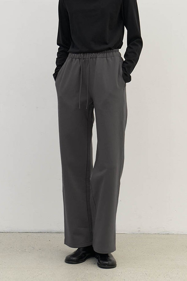 AYU - 롱/미디팬츠 - [24FW] cotton sweatpants (기모)-charcoal