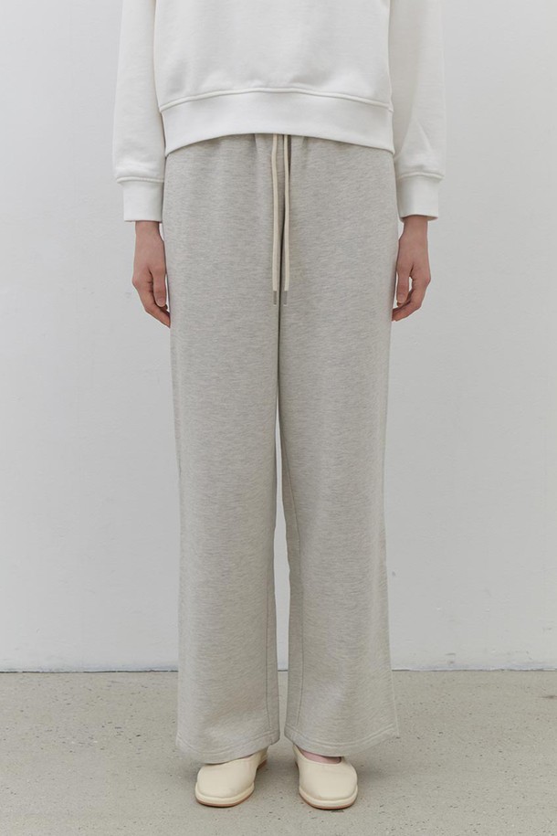 AYU - 롱/미디팬츠 - [24FW] cotton sweatpants (기모)-oatmeal