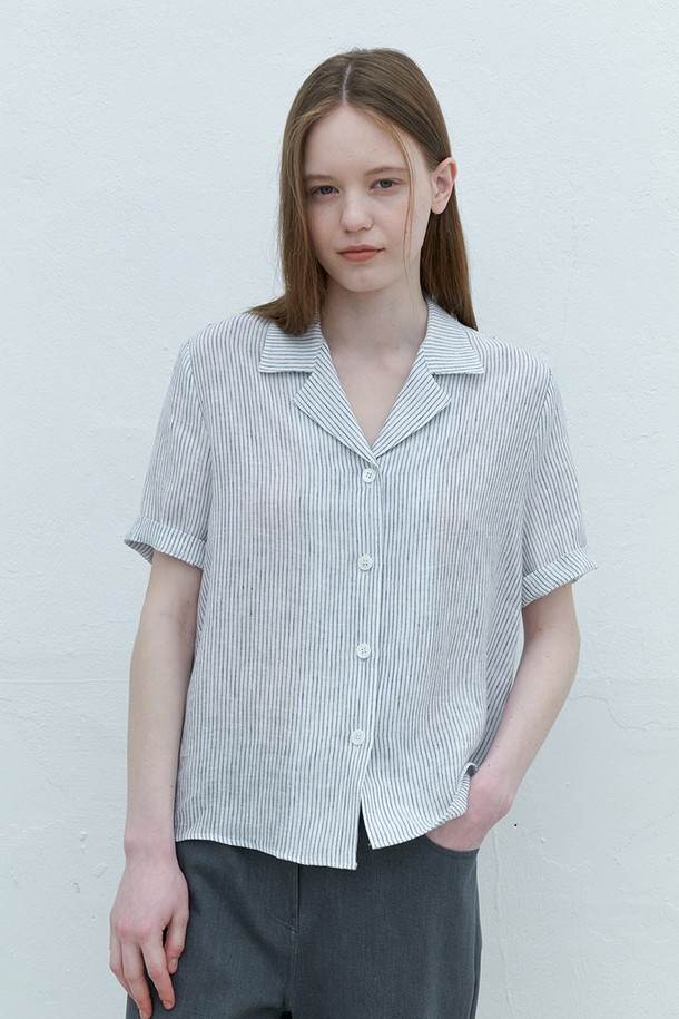 AYU - 셔츠 - [24SS] linen stripe shirt - white