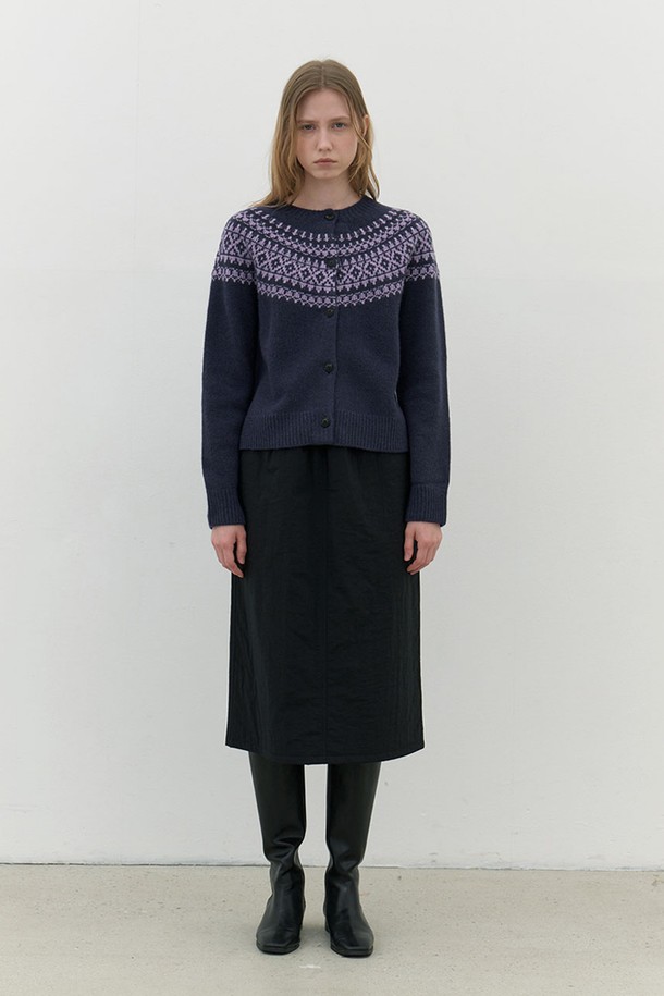 AYU - 가디건 - [24FW] ﻿nordic knit cardigan-navy