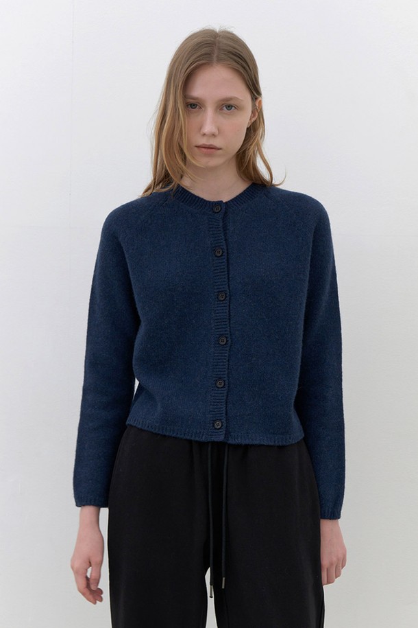 AYU - 가디건 - [24FW] alpaca knit cardigan- blue