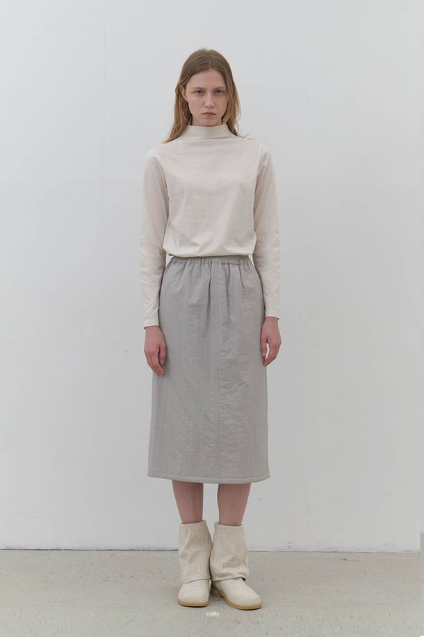 AYU - 미디스커트 - [24FW] recycle padding skirt-light grey