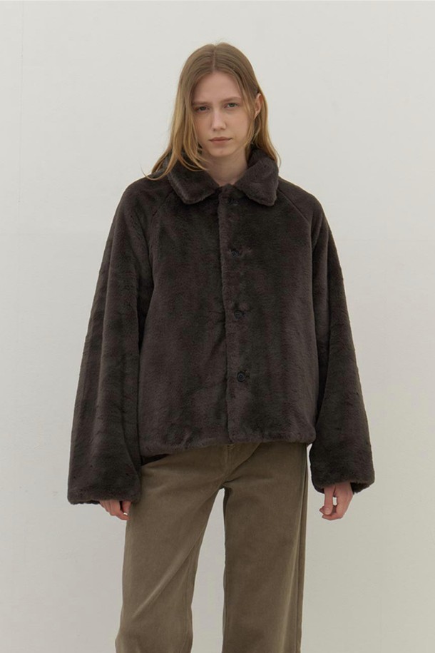 AYU - 자켓 - [24FW] eco fur reversible jacket-charcoal