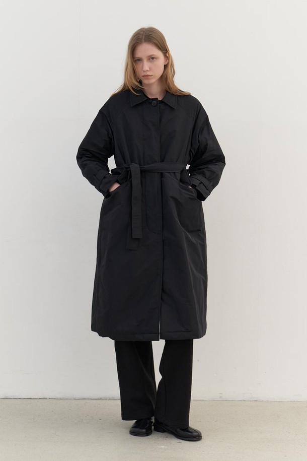 AYU - 코트 - [24FW] recycle padding coat- black