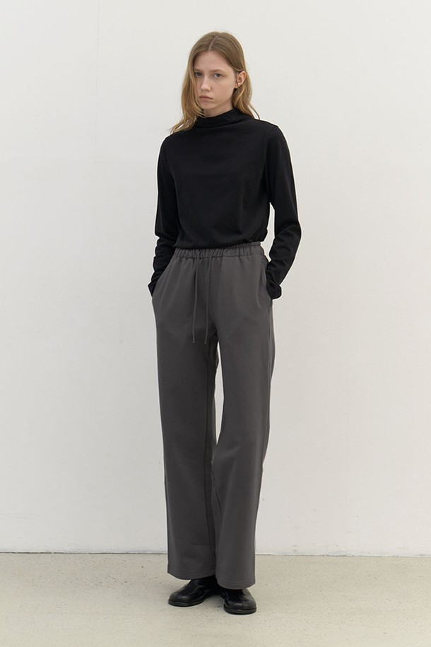 AYU - 롱/미디팬츠 - [24FW] cotton sweatpants (기모)-charcoal