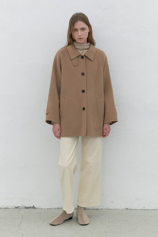 AYU - 코트 - [24FW] wool handmade half coat-camel