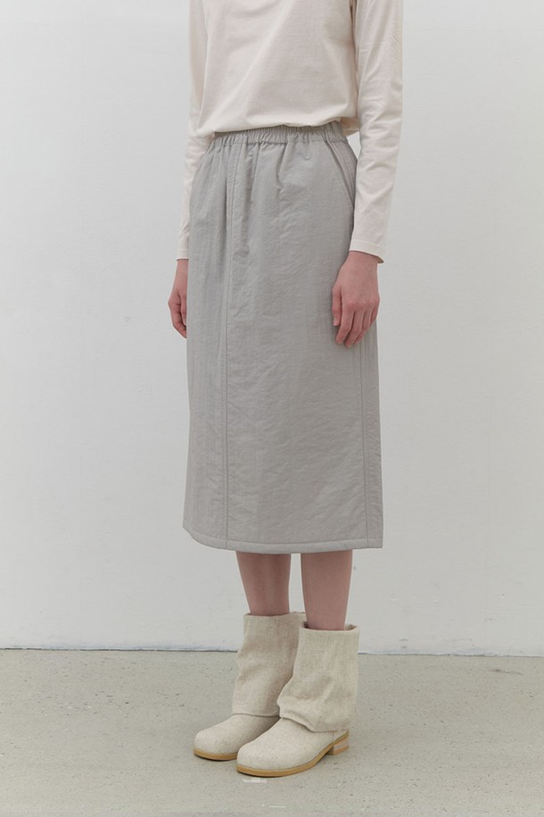 AYU - 미디스커트 - [24FW] recycle padding skirt-light grey