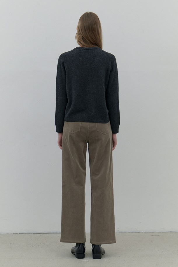 AYU - 롱/미디팬츠 - [24FW] corduroy semi wide pants-khaki grey