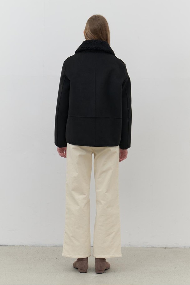 AYU - 자켓 - [24FW] wool shearing reversible mustang-black