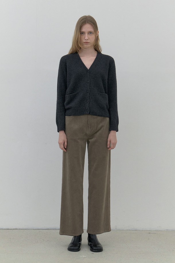 AYU - 롱/미디팬츠 - [24FW] corduroy semi wide pants-khaki grey