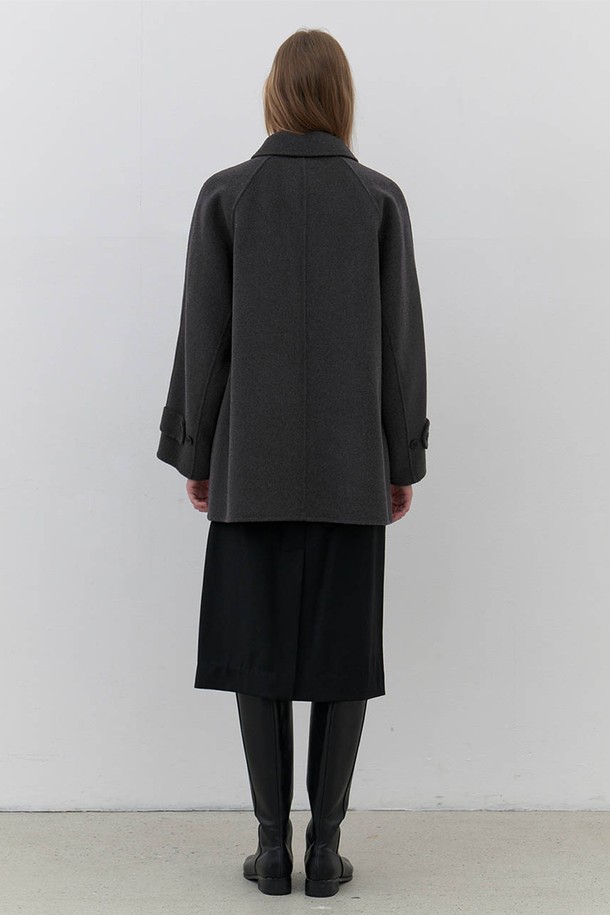 AYU - 코트 - [24FW] wool handmade half coat-charcoal