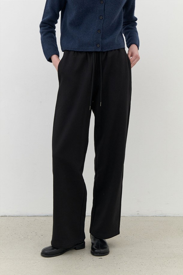 AYU - 롱/미디팬츠 - [24FW] cotton sweatpants (기모)-black