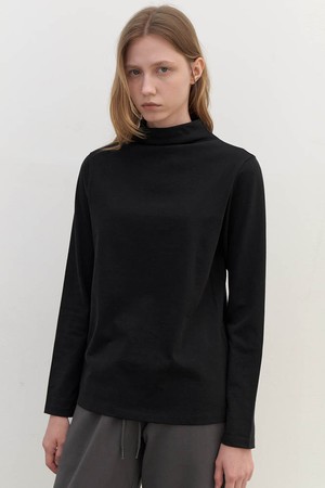 [24FW] cotton turtle neck top- black